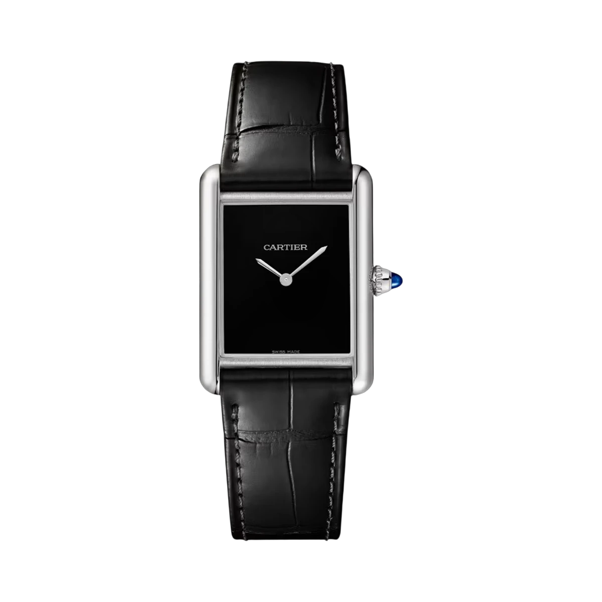 Cartier Tank Must WSTA0072 Quartz Large Black Dial 33.7mm Stainless Steel