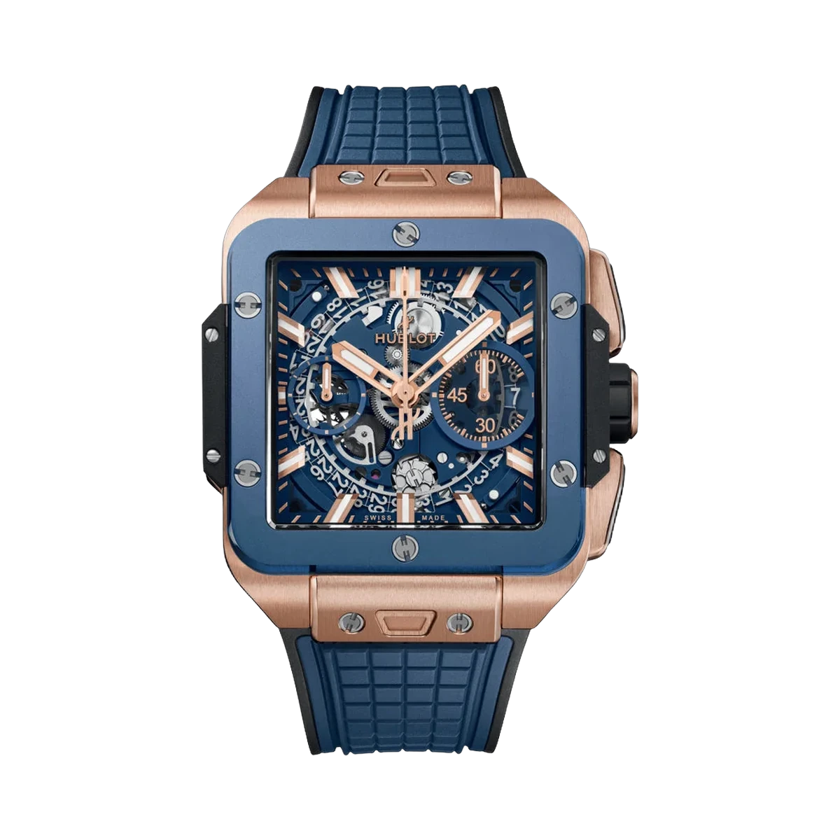 Hublot Square Bang Unico 王金 821.OL.5180.RX 蓝色陶瓷 42 毫米男士手表