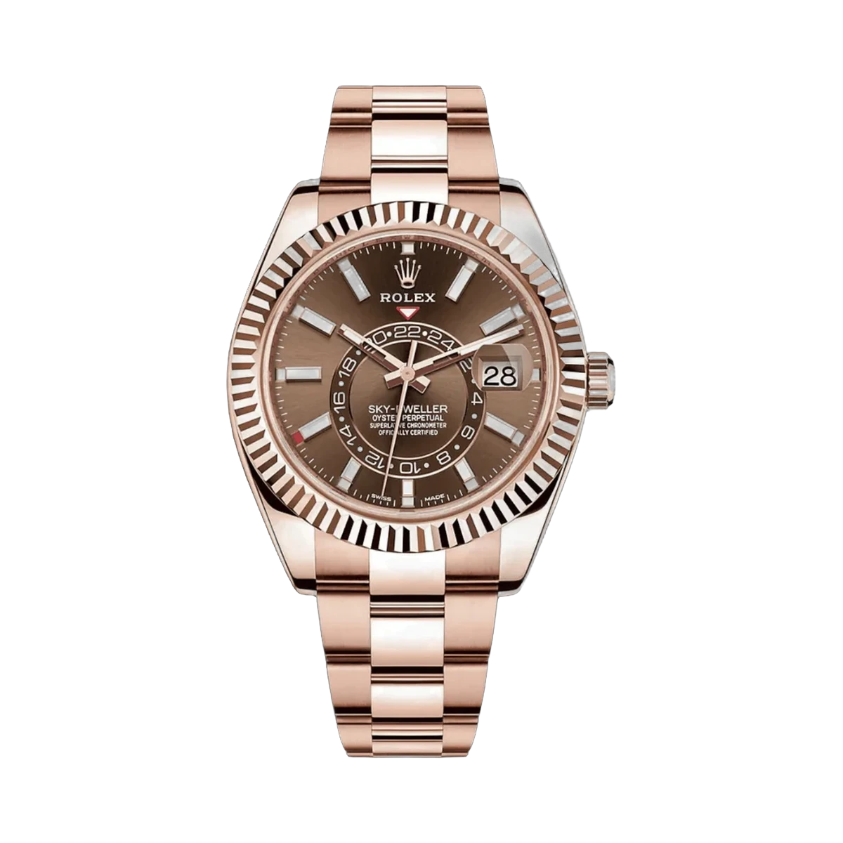 Rolex Sky Dweller 326935 CHOI 18K Everose Gold 42mm Chocolate Index Dial Mens Watch