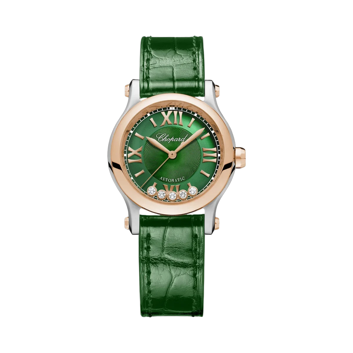 Chopard 278573-6032 HAPPY SPORT 30MM 18K ROSE GOLD & STAINLESS STEEL