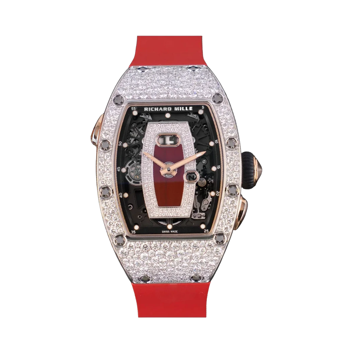 Richard Mille RM 037 White Gold Skeleton Diamond Gem Dial Ladies Watch