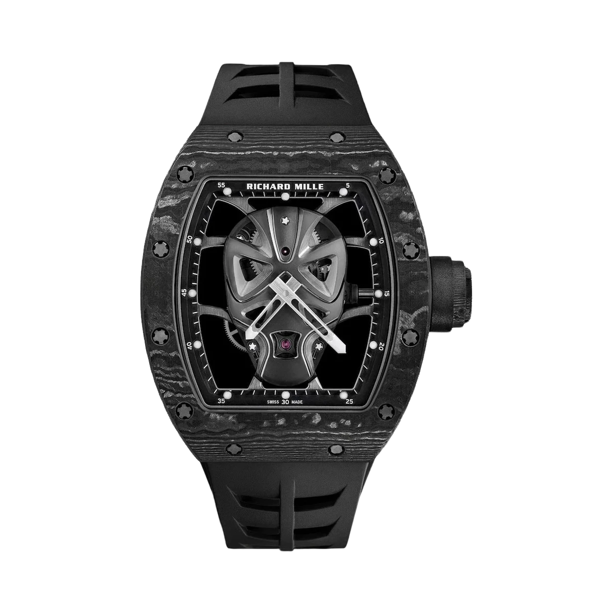 Richard Mille Rm 52-06 Mask Black Carbon Tourbillon 42Mm Black Rubber Straps Men's Watch