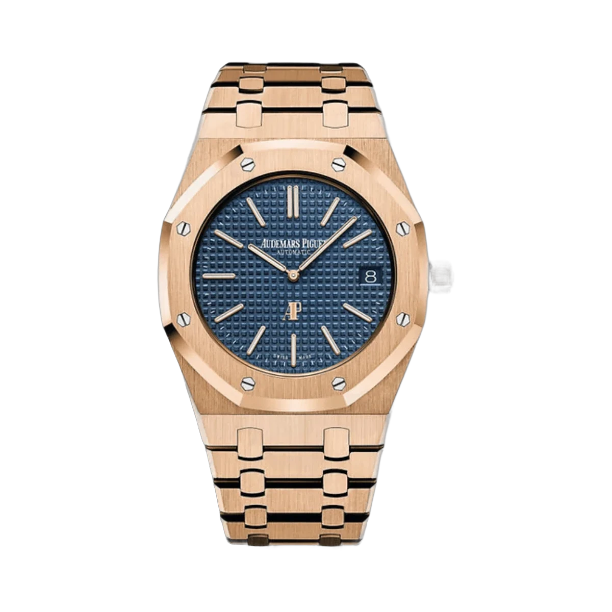 Audemars Piguet Royal Oak Jumbo Extra-Thin 15202OR.OO.1240OR.01 18K Rose Gold 39mm Blue Dial Men's Watch