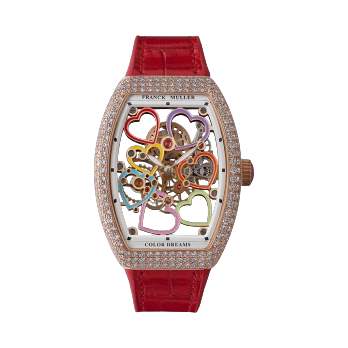 Franck Muller Vanguard Heart Skeleton Color Dreams RG & Diamonds V32 S6 SQT Heart D Col Drm 5N RG