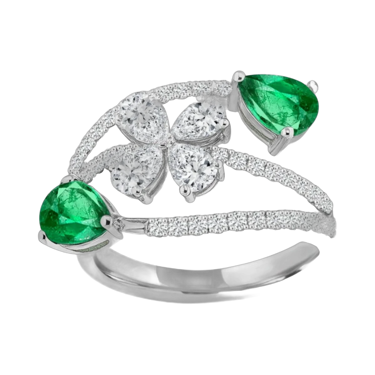 Round-Pear CS Ring - 2.16 CTS,HRD-F-G VS-SI,1044R,Total Weight - 5.52gm