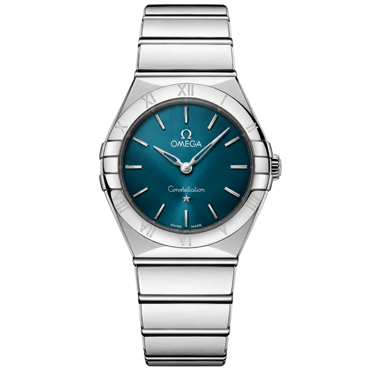 Omega Constellation Peacock Blue Dial Baton Index 28mm 131.10.28.60.03.002