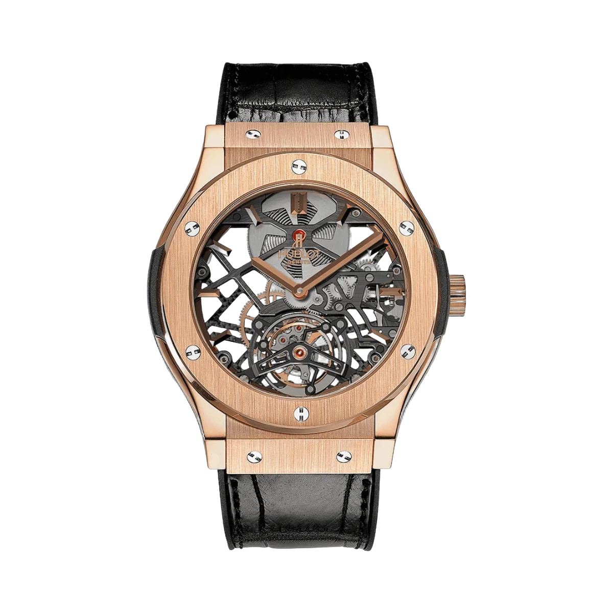 Hublot Classic Fusion 505.OX.0180.LR Ultra-Thin Tourbillon King 18kt Rose Gold 45mm Skeleton Dial Mens Watch