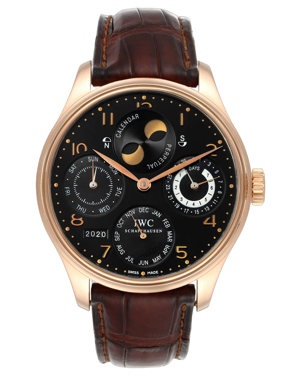 IWC Portugieser Perpetual Calendar Automatic Black Dial IW502103 44.2mm 18K Rose Gold