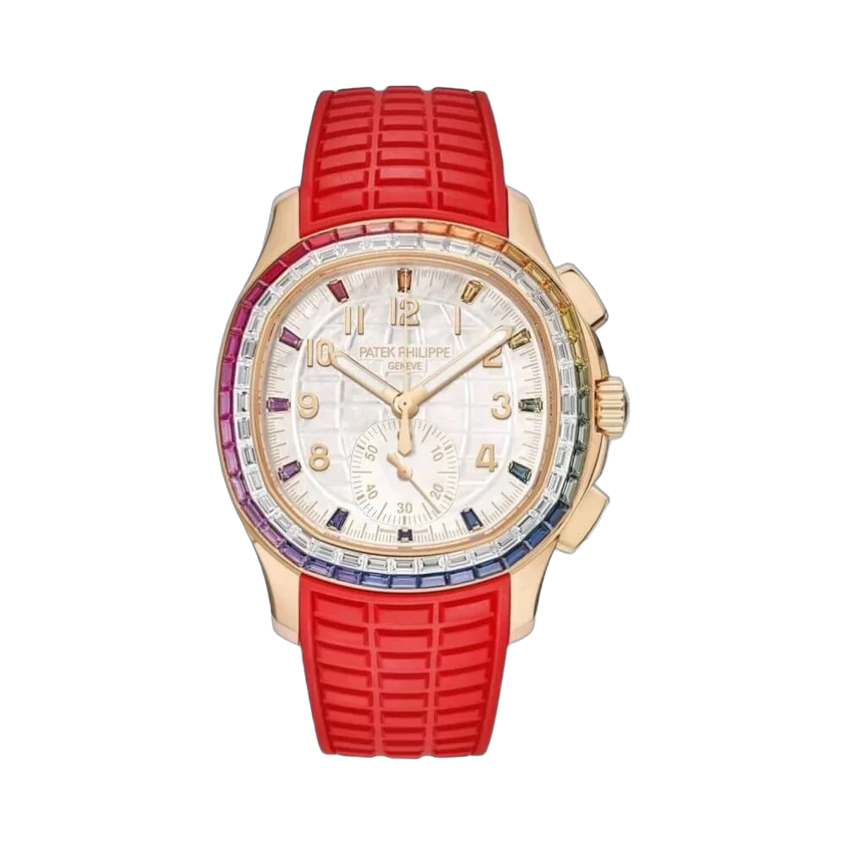 Patek Philippe Aquanaut 7968/300R-001 Rainbow Bezel 18K Rose Gold Case Mother Of Pearl Dial