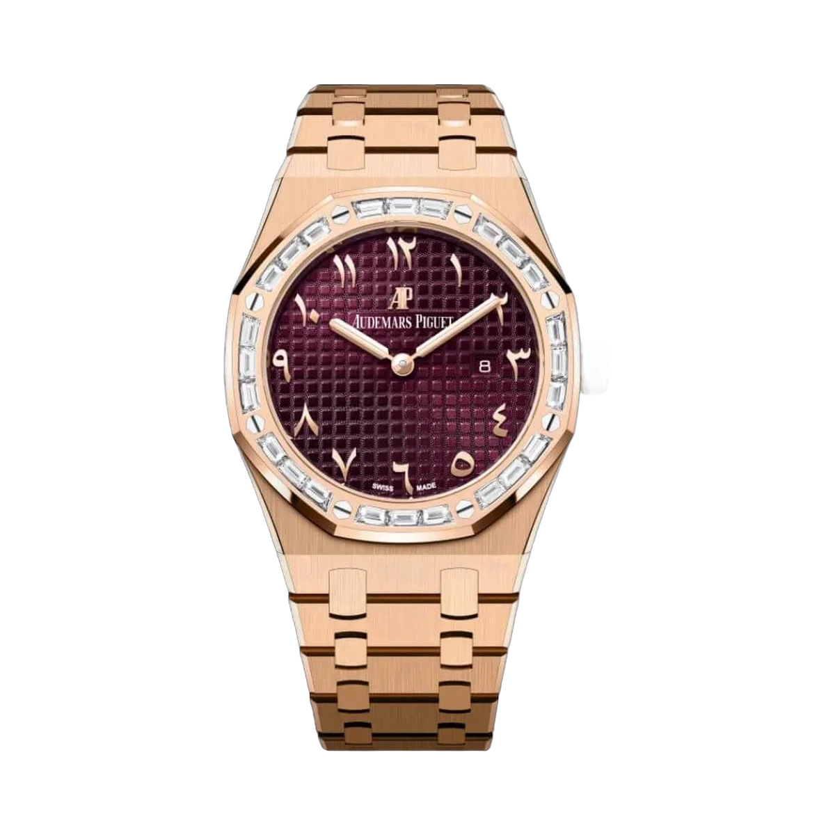 Audemars Piguet 67656OR.ZZ.1261OR.01 Royal Oak Roségold 10 limitierte Stück 33mm Arabisches Lilafarbenes Zifferblatt Damenuhr