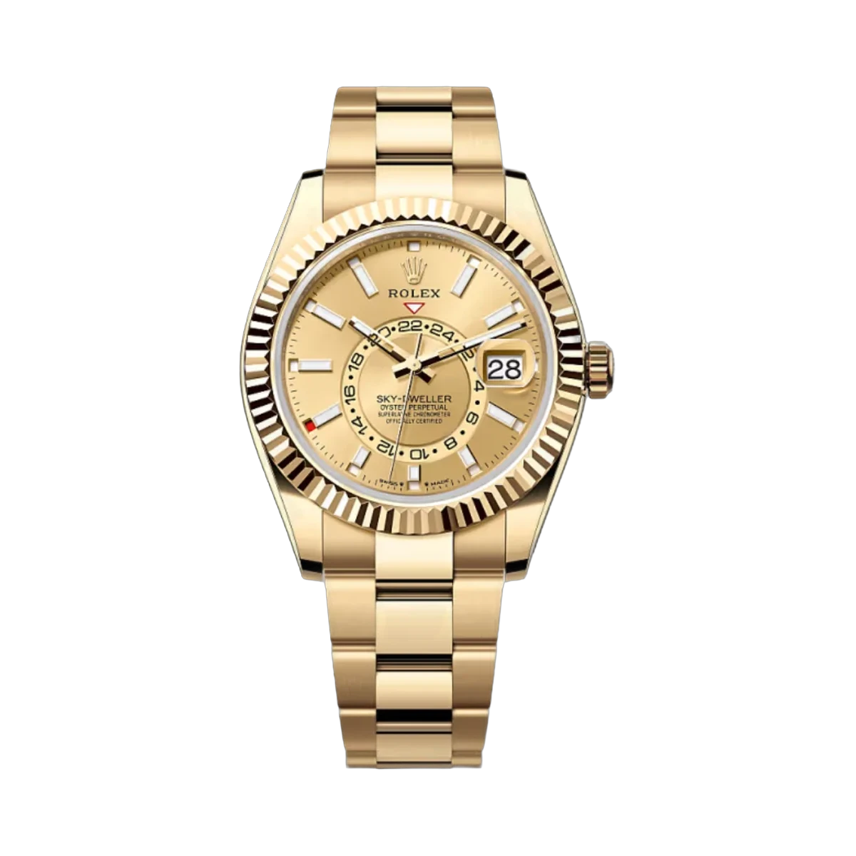 Rolex Sky Dweller 336938-0001 Yellow Gold Champagne Dial 42mm Men’S Watch