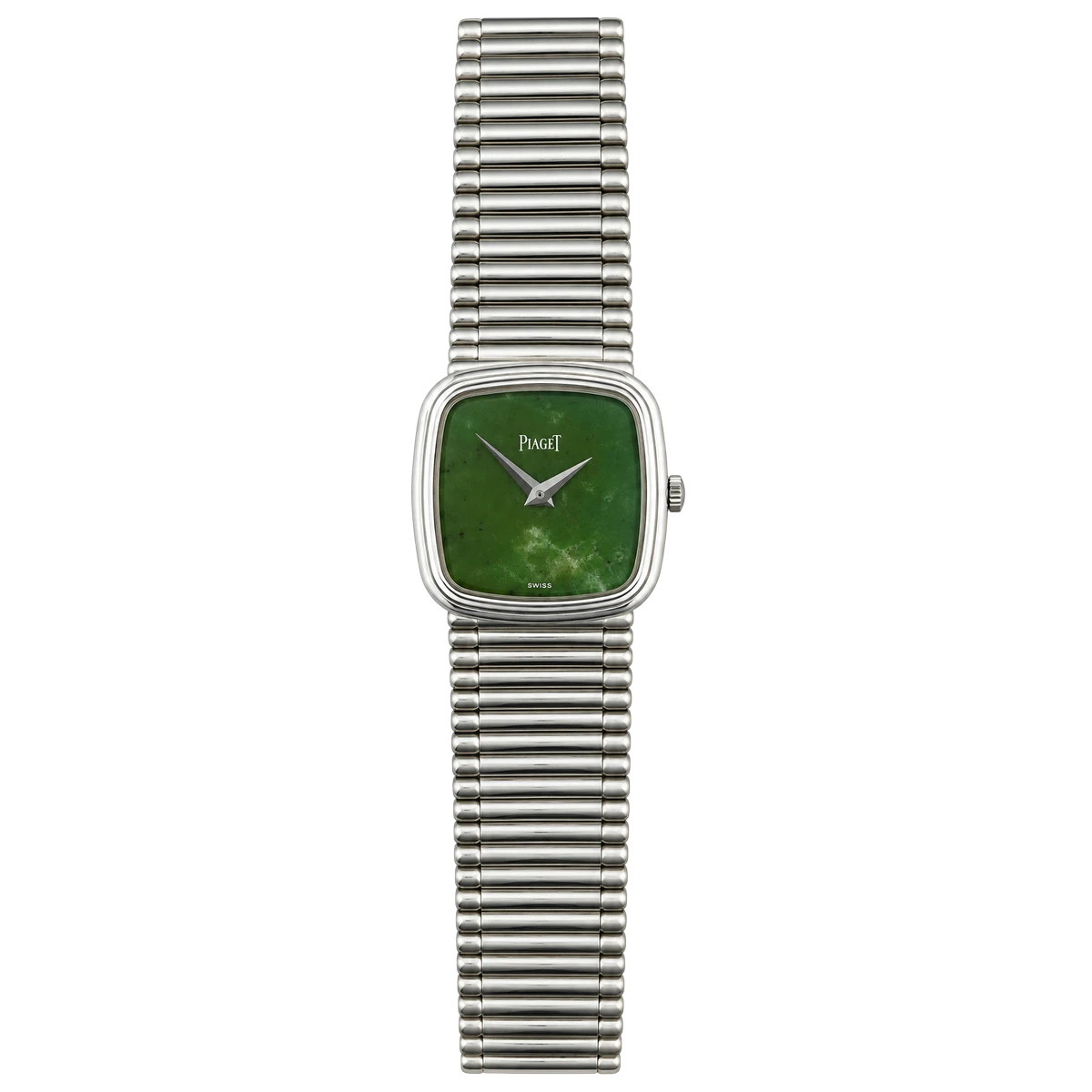 Piaget Vintage 9902G1 Square Bracelet Watch Jade Dial 18K White Gold