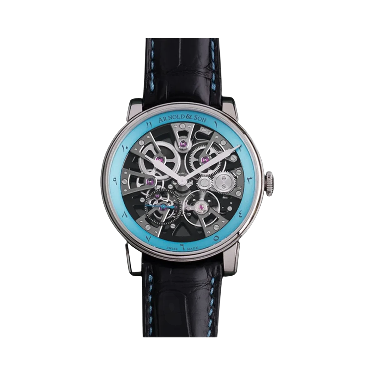 Arnold & Son Nebula 1.NEAS.U04A.C216S Stainless Steel 41.5mm Turquoise Skeleton Arabic Dial Men's Watch