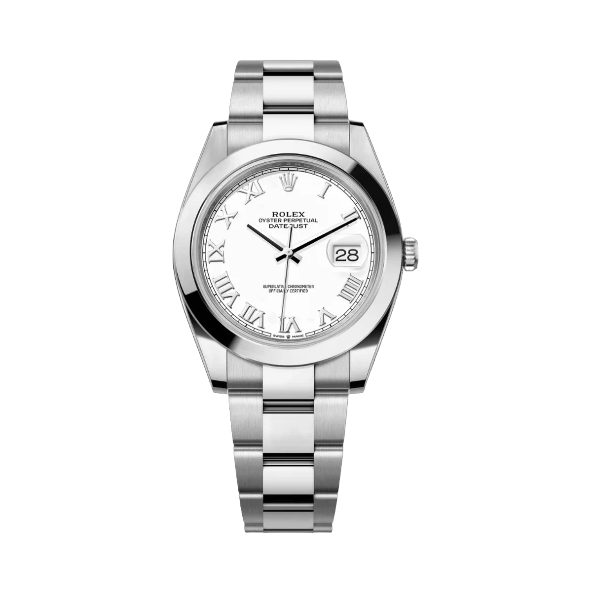 Rolex Datejust 126300-0015 Oyster Perpetual 41mm Roman Numerals White Dial Mens Watch