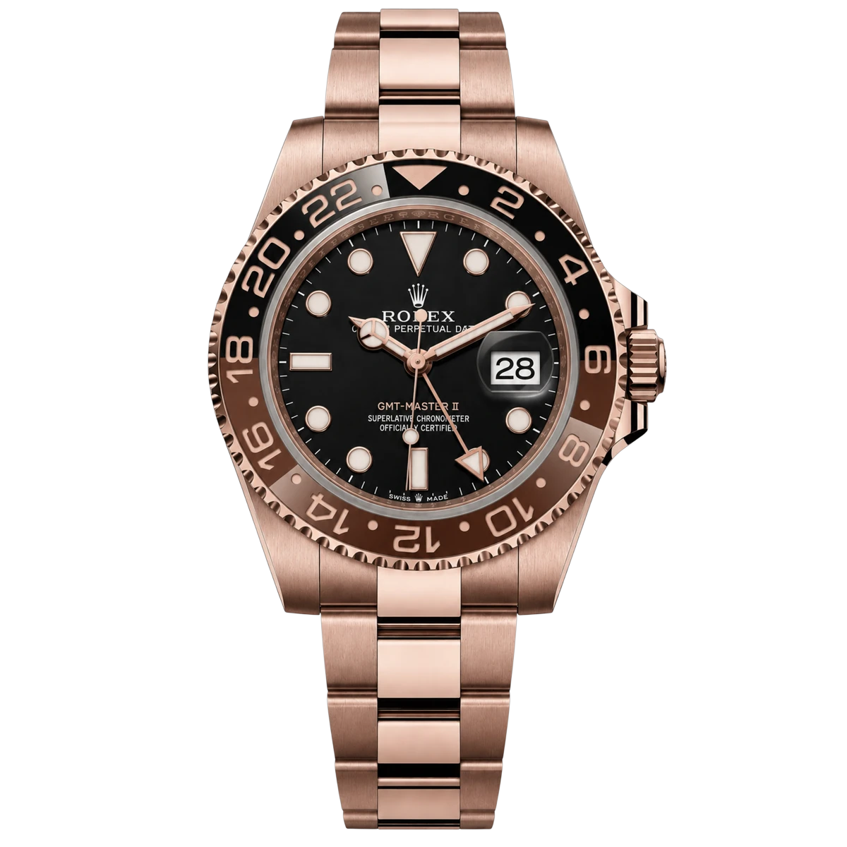 Rolex Gmt Master II Root Beer 126715CHNR-0001 Full Rose Gold 40mm Men's Watch