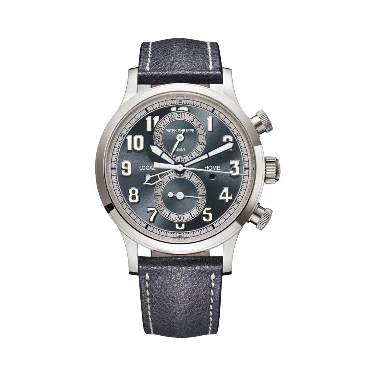 Patek Philippe Calatrava Pilot Travel Time 5924G-001 Flyback Chronograph White Gold Blue Dial 42mm Men's Watch