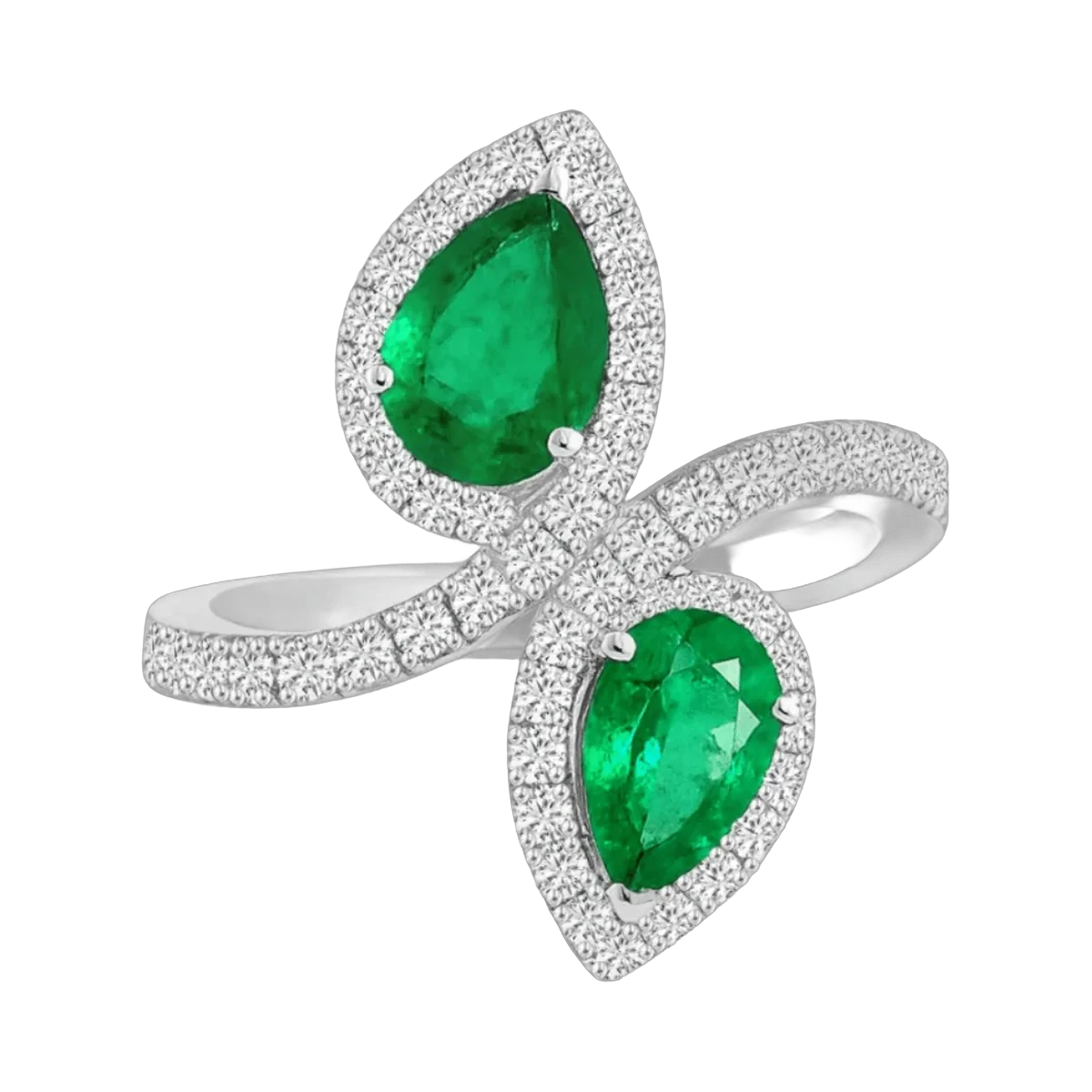 Round-Pear CS Ring - 2.10 CTS,HRD-E-F SI,1047R,Total Wt - 5.36gm