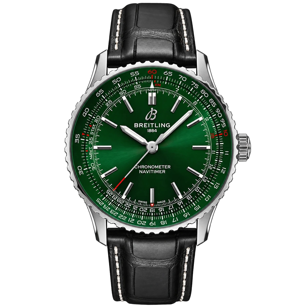 Breitling A17329371L1P1 NAVITIMER AUTOMATIC 41M GREEN DIAL ALLIGATOR