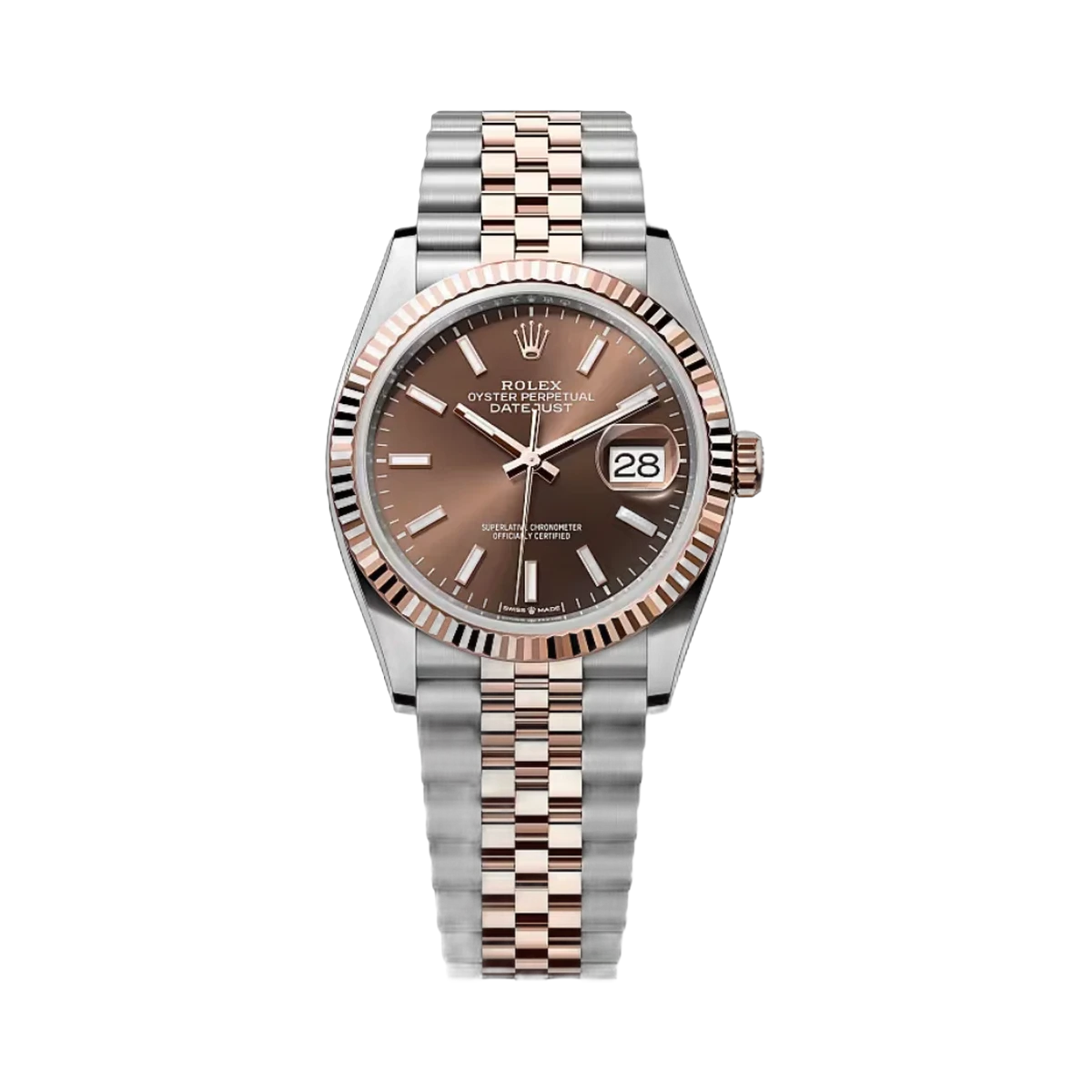 劳力士 Datejust 126231-0043 蚝式钢永恒玫瑰金巧克力表盘 36 毫米女士手表