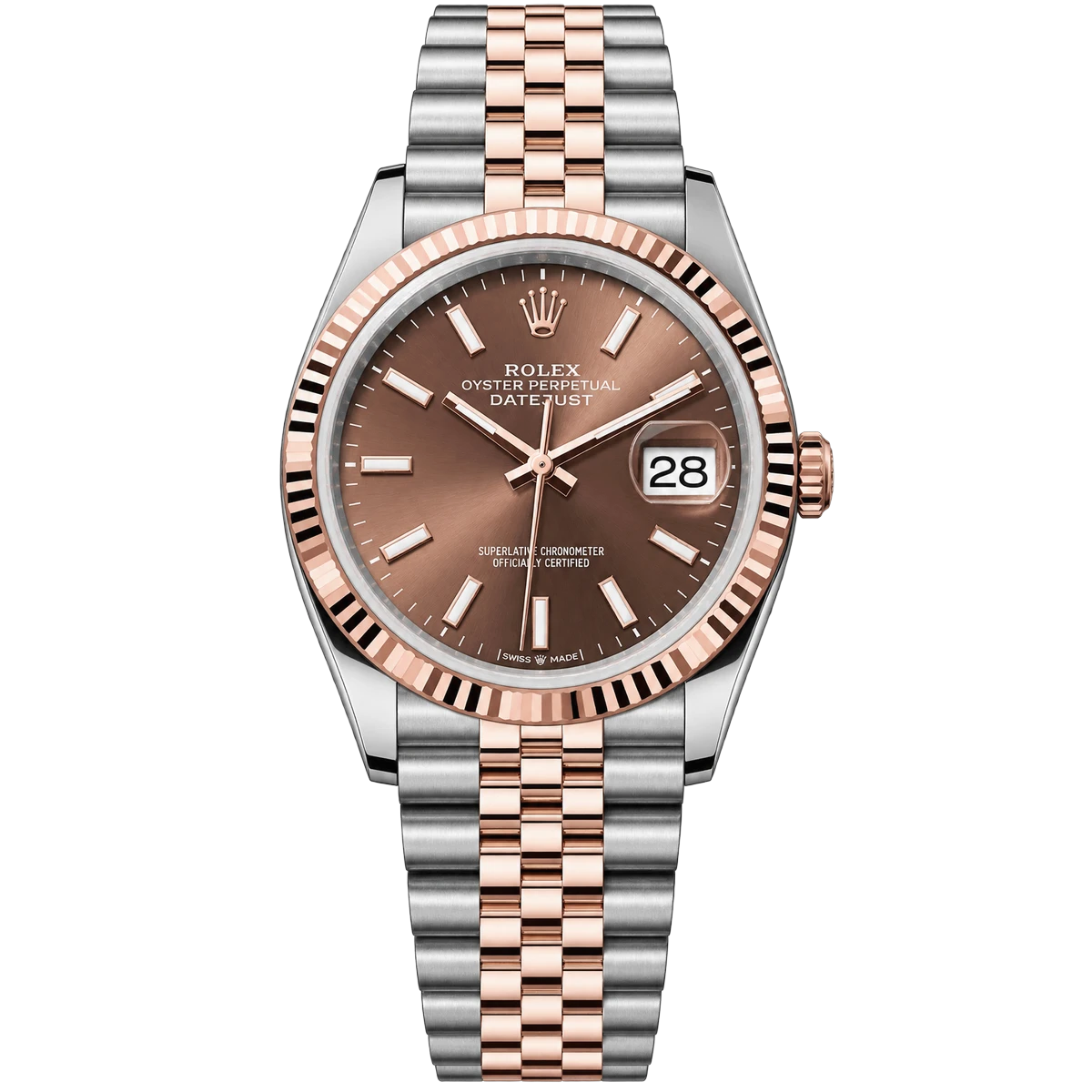 劳力士 Datejust 126231-0043 蚝式钢永恒玫瑰金巧克力表盘 36 毫米女士手表