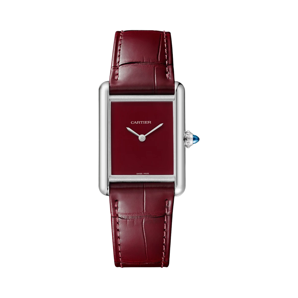 Cartier Tank Must WSTA0054 Quartz Large Model Claret Dial 33.7x25.5mm Stainless Steel
