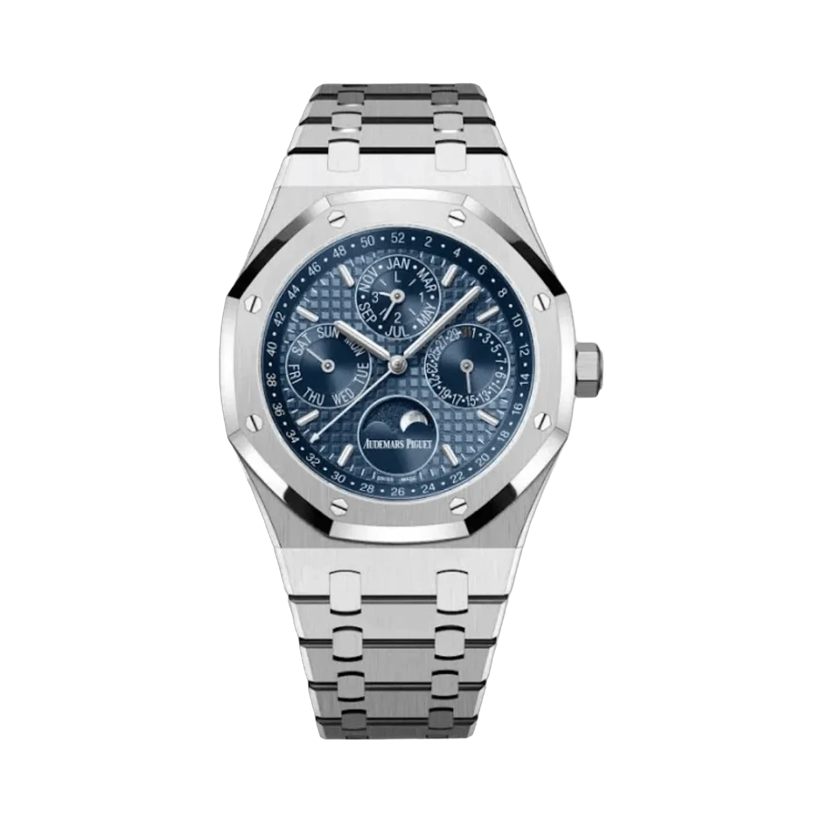Audemars Piguet Royal Oak 26574ST.OO.1220ST.03 Ewiger Kalender Blaues Zifferblatt 41mm Herrenuhr