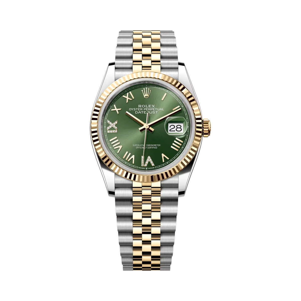 Rolex Datejust Automatic 126233-0025 Yellow Gold Olive Green Dial 36mm Women’s Watch