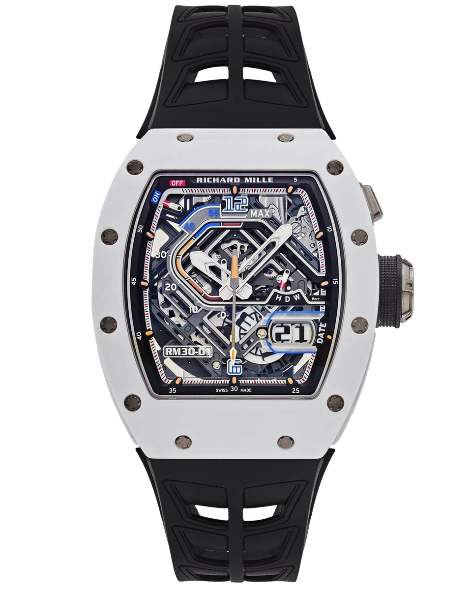 Richard Mille RM 30-01 Declutchable Rotor Automatic Winding Black Ceramic 43mm Skeleton Dial Mens Watch