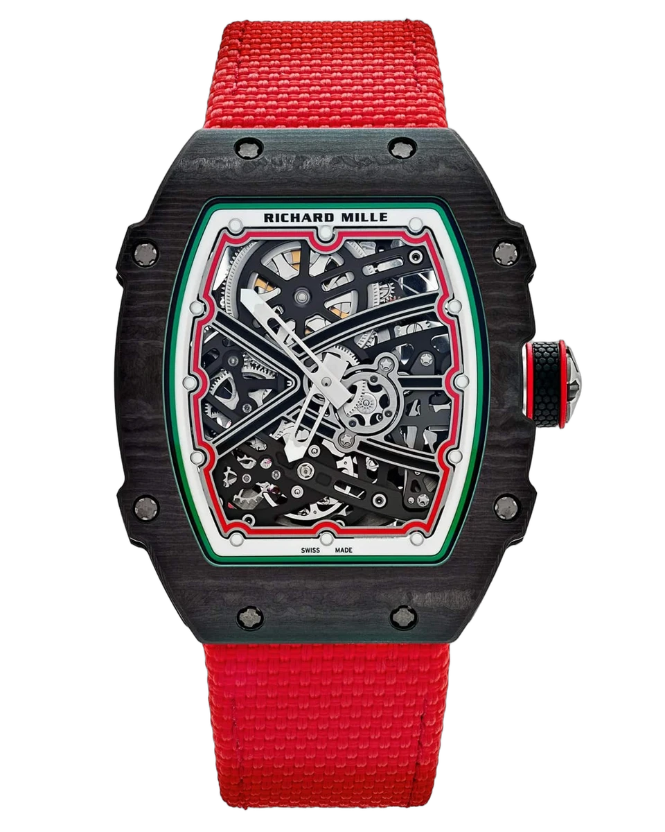 Richard Mille RM 67-02 Extra Flat Italy Carbon TPT Red Green Skeleton Dial 38mm Unisex Watch