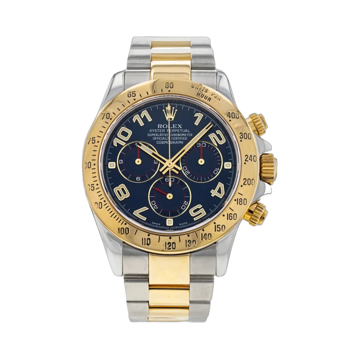 Rolex Cosmograph Daytona 116523 Steel & Yellow Gold 40mm Blue Racing Dial Men's Watch