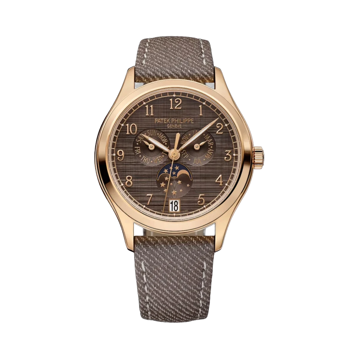 Patek Philippe Complications 4946R-001 Annual Calendar Moon Phase Rose Gold Chestnut Satin Dial 38mm Men's Watch