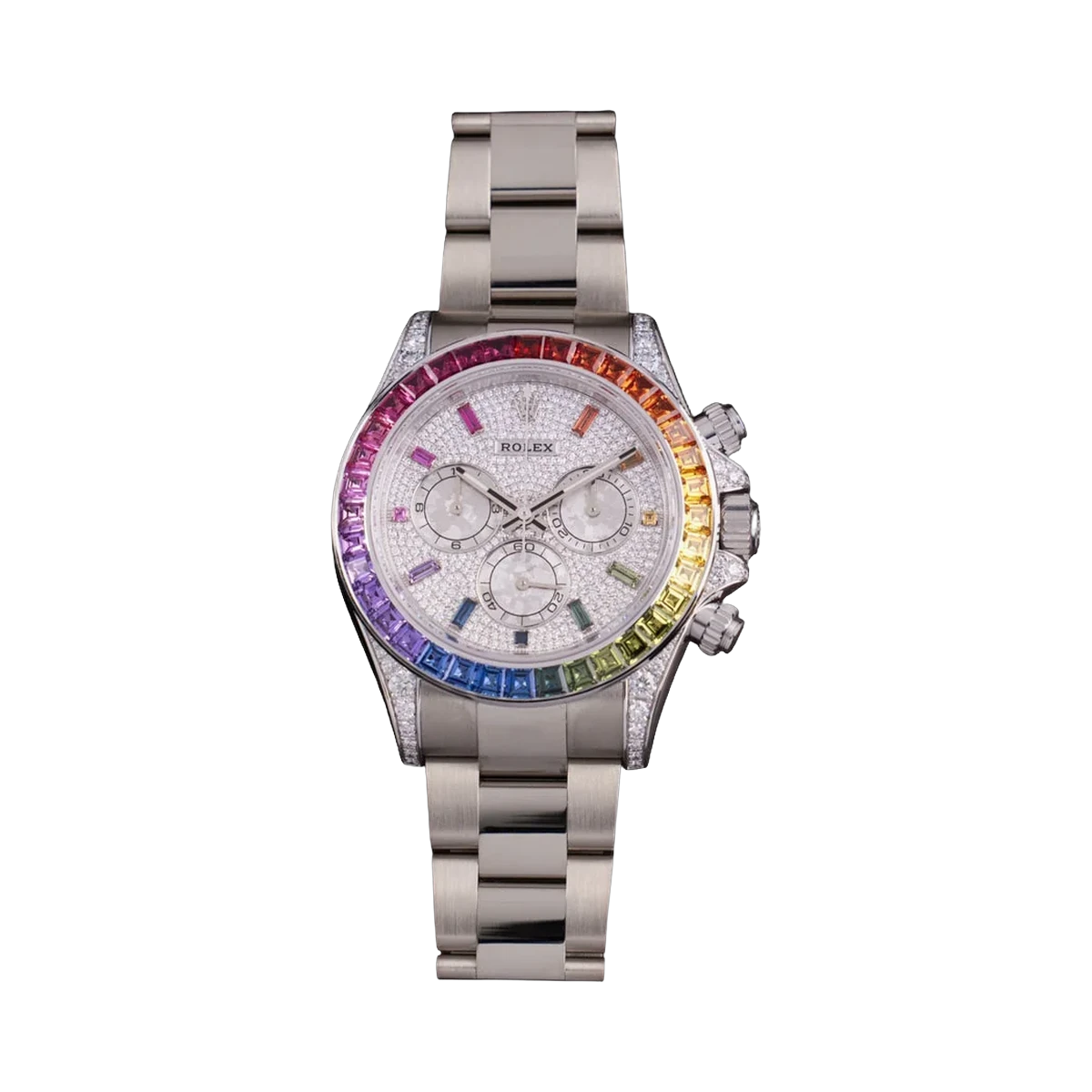 Rolex Cosmograph Daytona 126599RBOW Rainbow White Gold 40mm Pave Diamond Dial Men's Watch