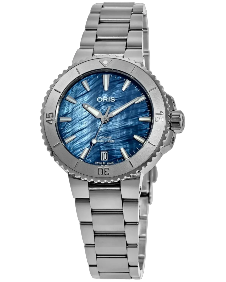 Oris Aquis Date Blue MOP Dial 36.5M 01 733 7770 4155-07 8 18 05P 36.5mm Stainless Steel