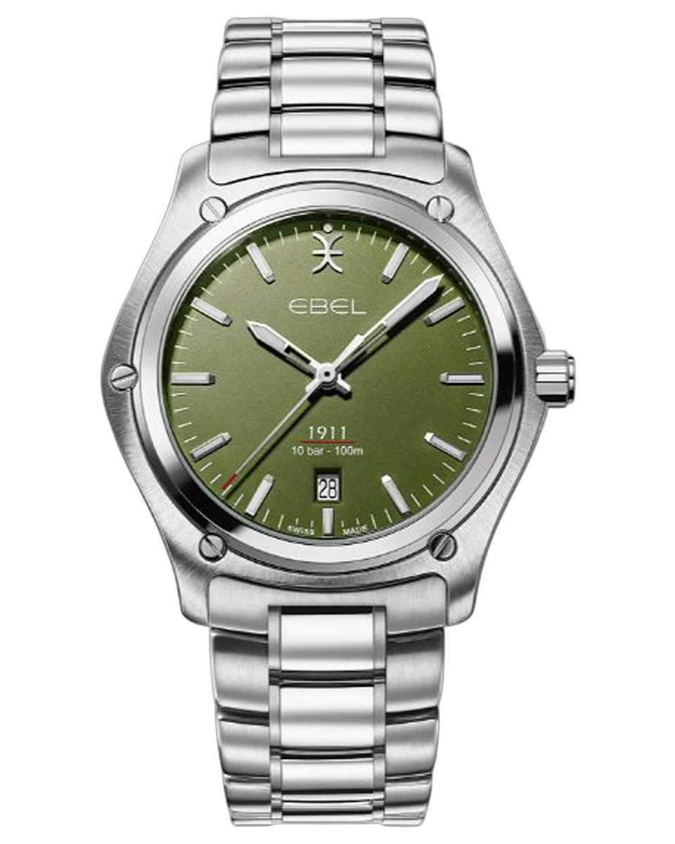 Ebel 1911 Mens Watch Green Mat Dial 42MM 1216584