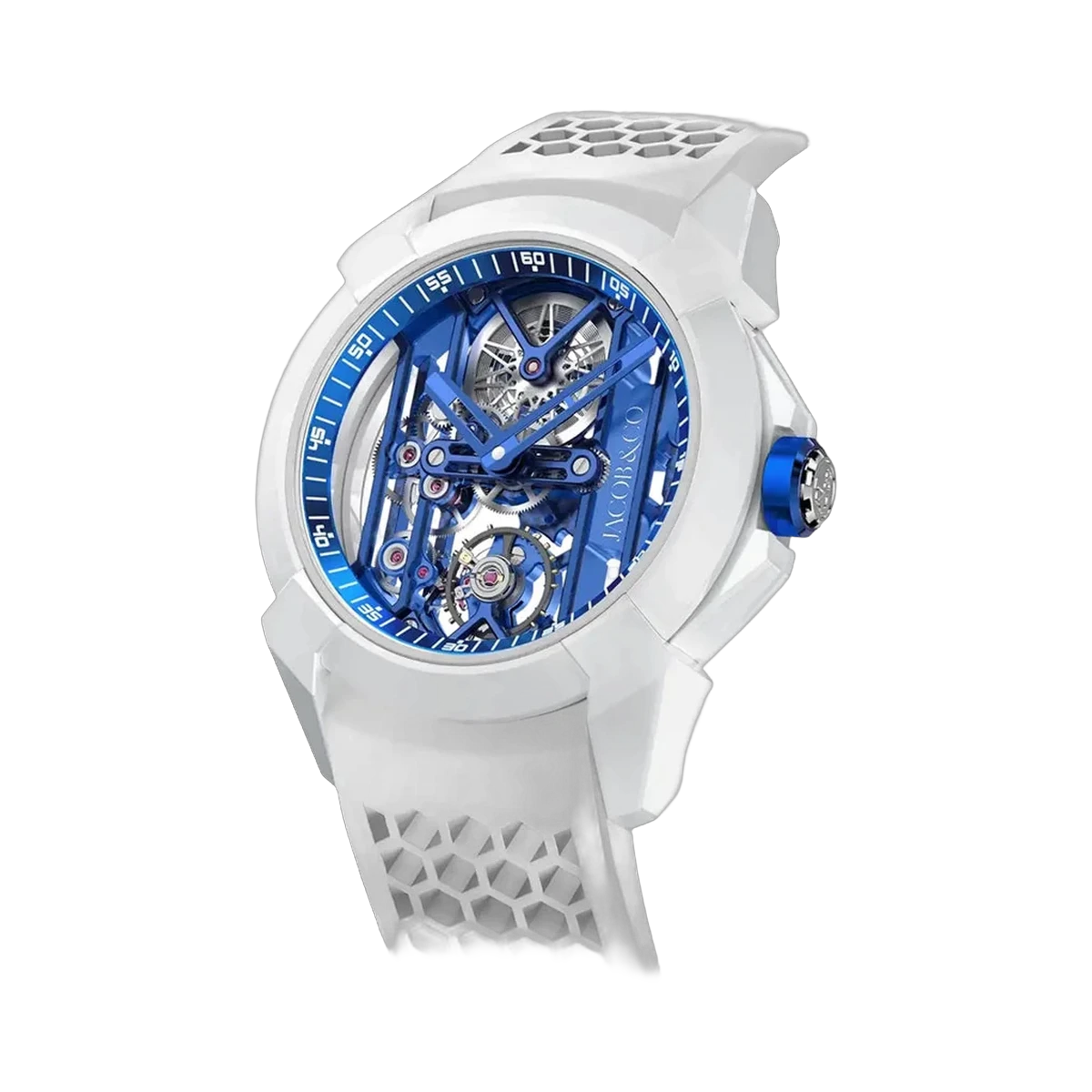 Jacob & Co. Epic X Skeleton EX115.95.AD.AA.ABRUA White Ceramic 44mm Blue Skeleton Dial Men's Watch