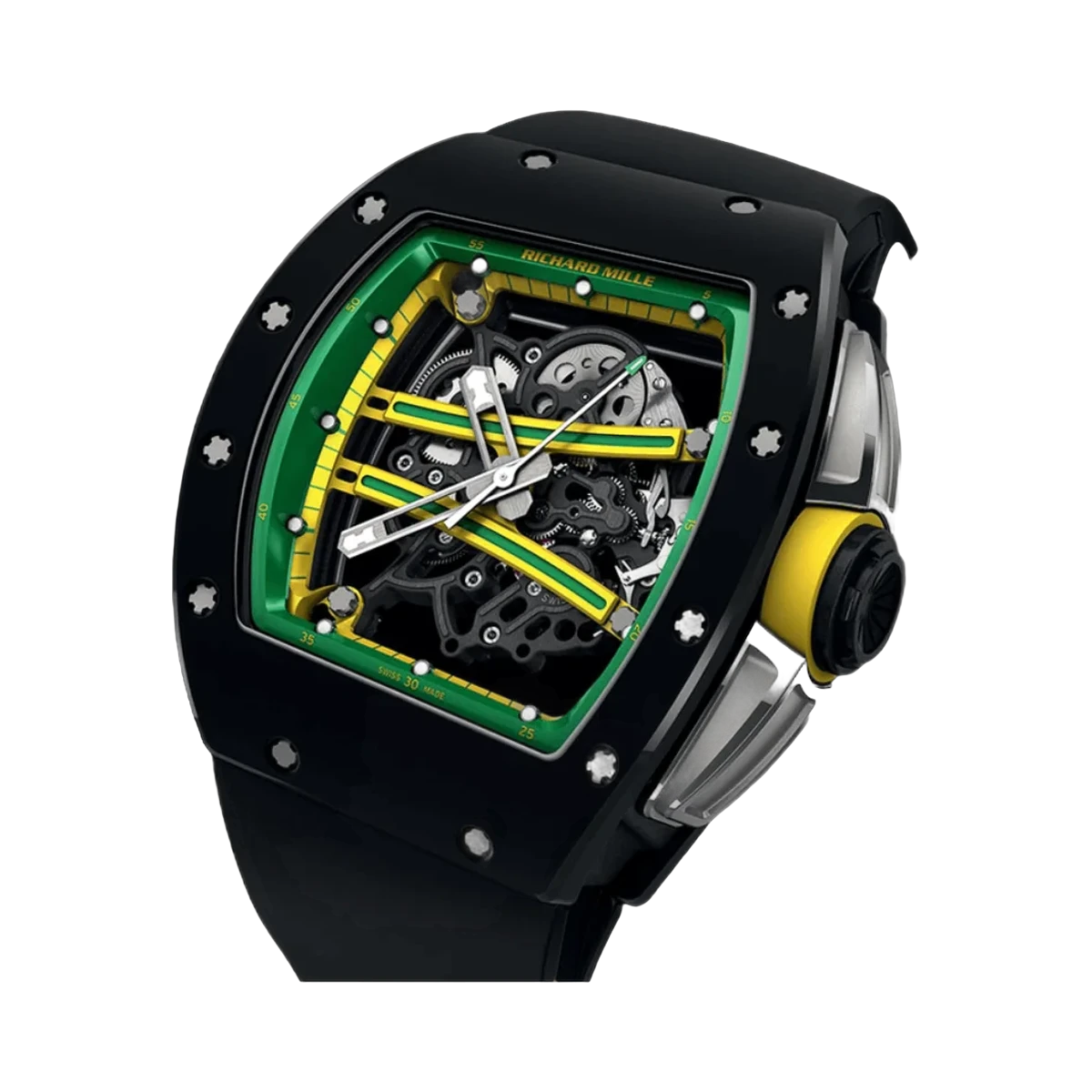 Richard Mille RM61-01 Yohan Blake The Beast 2 بمينا هيكلي أخضر وأصفر