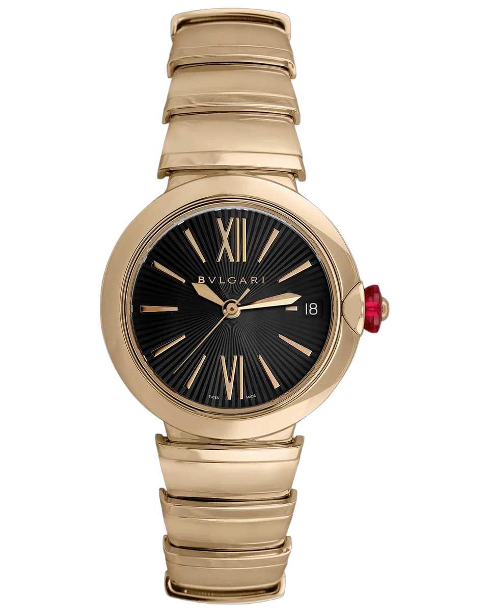 Bvlgari Lvcea Automatic Black Roman Numerals 102190 33MM 18K Rose Gold