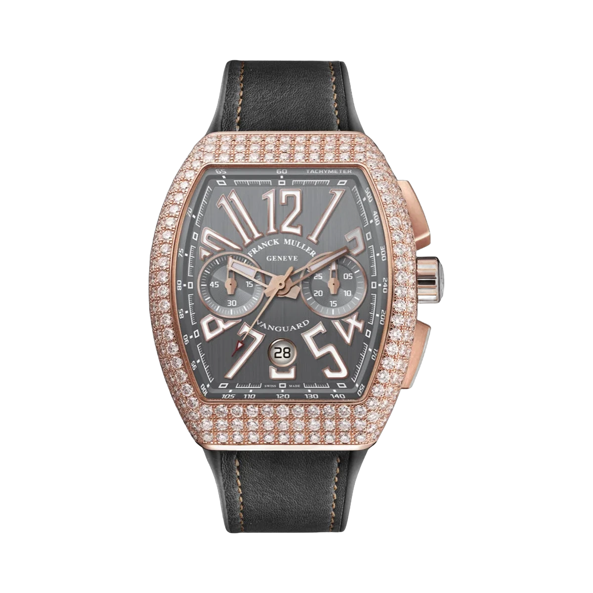 Franck Muller Vanguard V 45 CC DT D 5N TT 5N Roségold Diamantlünette 45mm Braunes Zifferblatt Herrenuhr