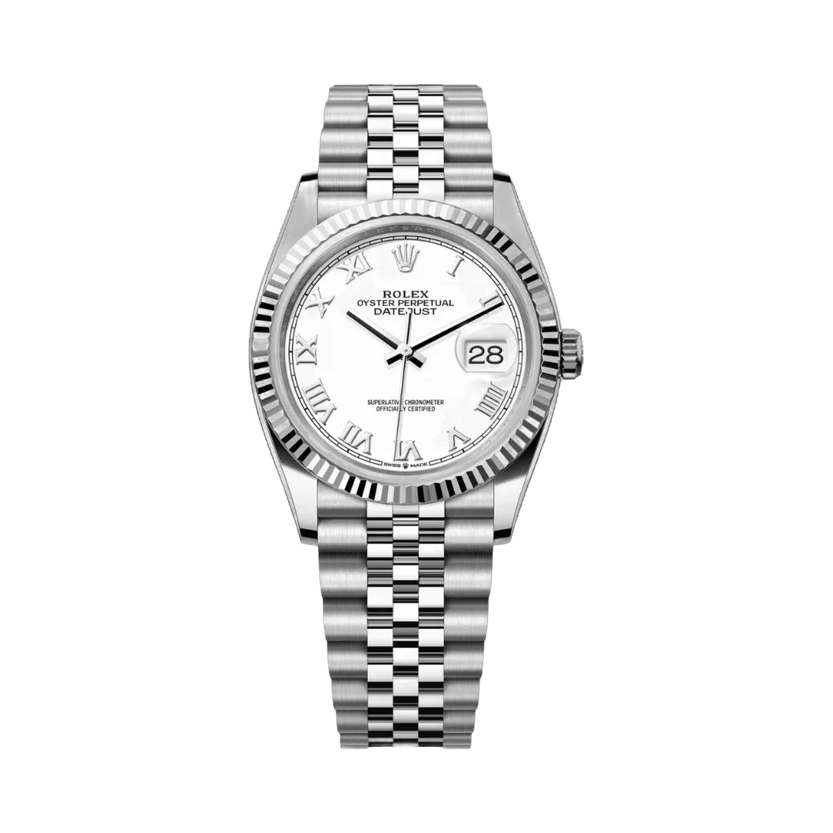 劳力士 Datejust 126234-0025 牡蛎钢白金白色罗马表盘 36 毫米中性手表