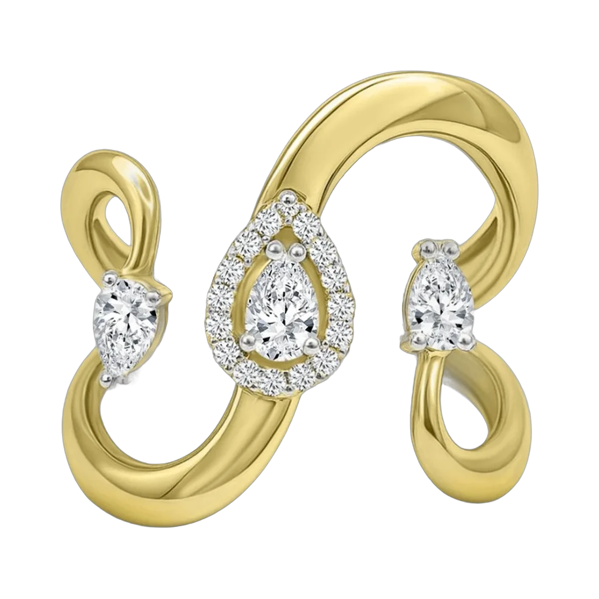 PEAR & ROUND RING- HRD- E-F/VS 0.64 CTS- A21R,Total Wt - 5.97gm