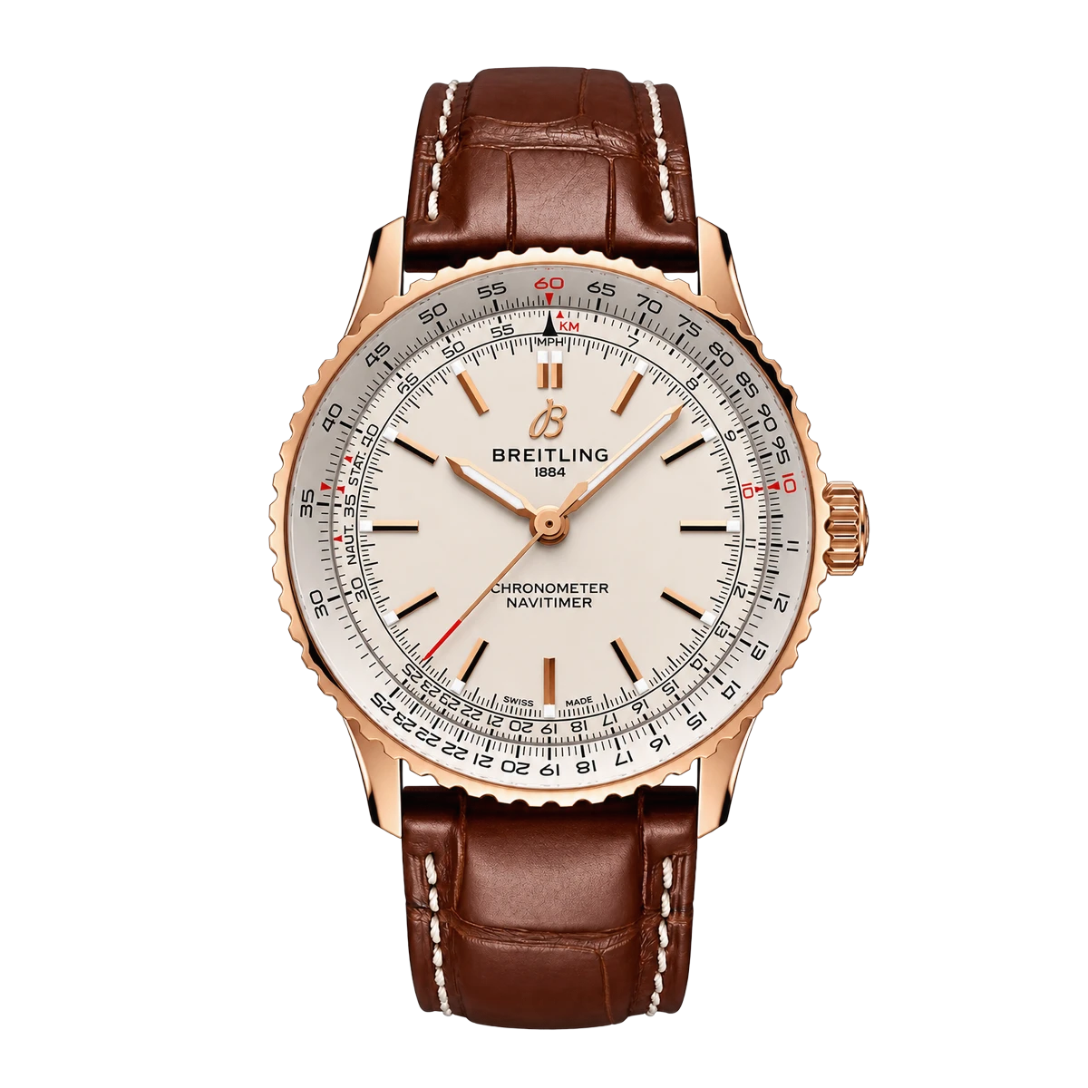 Breitling Navitimer R17329F41G1P1 18k Red Gold 41mm Cream Dial Men's Watch
