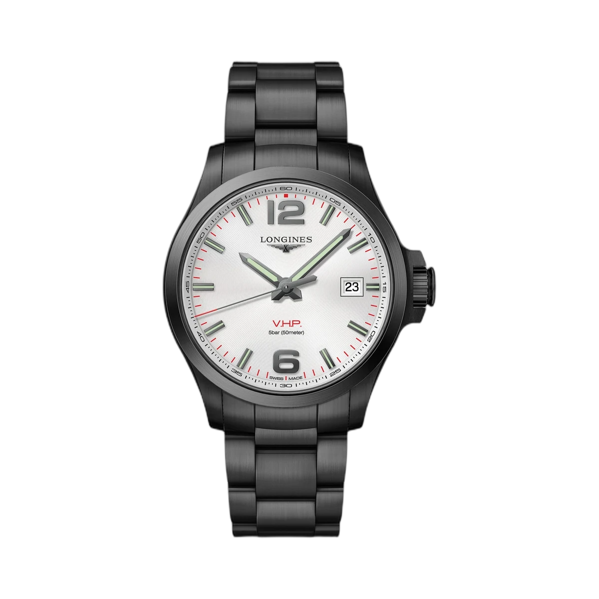Longines Conquest VHP L3.726.2.76.6 43MM Silver Dial Black PVD Stainless Steel