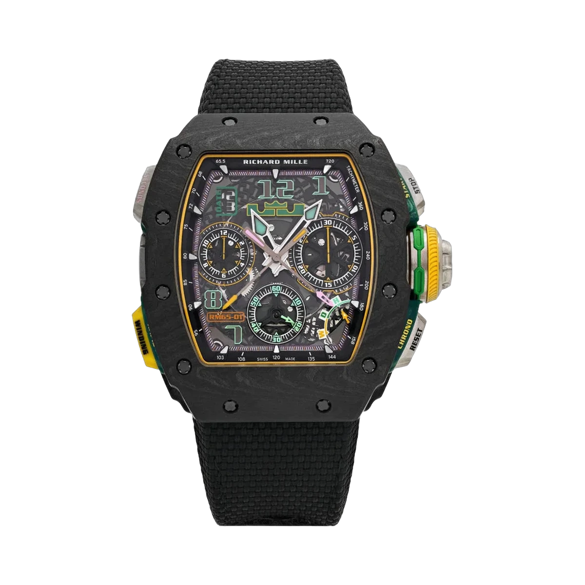Richard Mille RM 65-01 LeBron James Edition Split-Seconds Chronograph Carbon 44mm Skeleton Dial Men's Watch