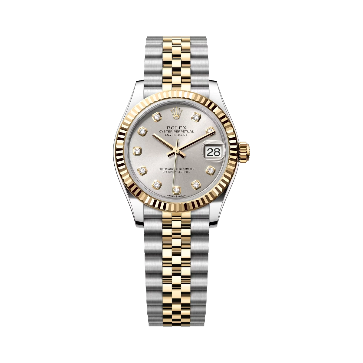 Rolex Datejust 278273 Sdj Yellow Goldand Steel 31Mm Silver Diamond Dial Jubilee Bracelet Ladies Watch