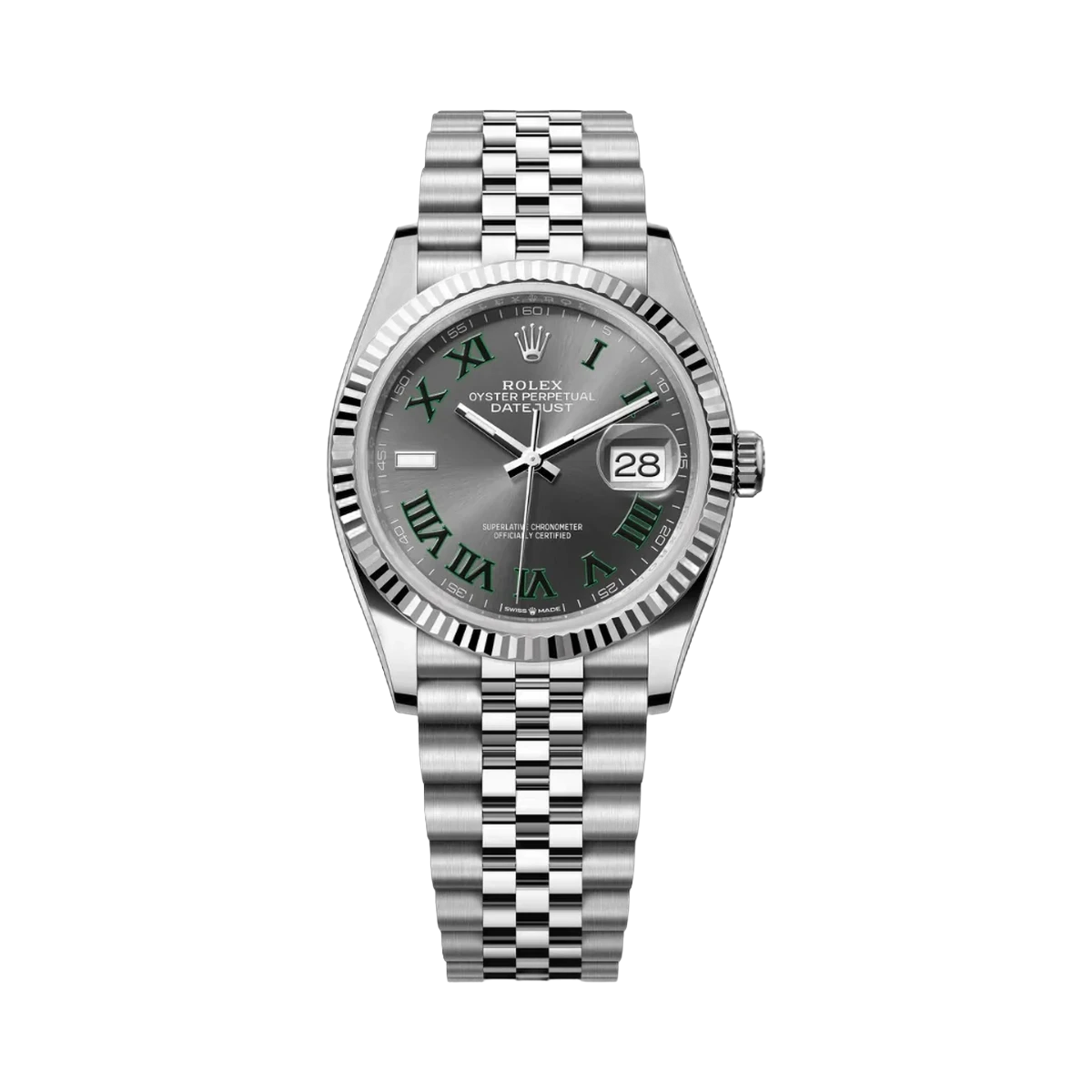 劳力士 Datejust 126234-0045 蚝式钢白金灰色表盘 36 毫米中性手表