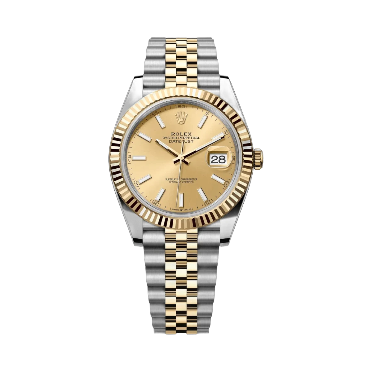 Rolex Datejust 126333-0010 Oystersteel 18kt Yellow Gold 41mm Champagne Dial Mens Watch