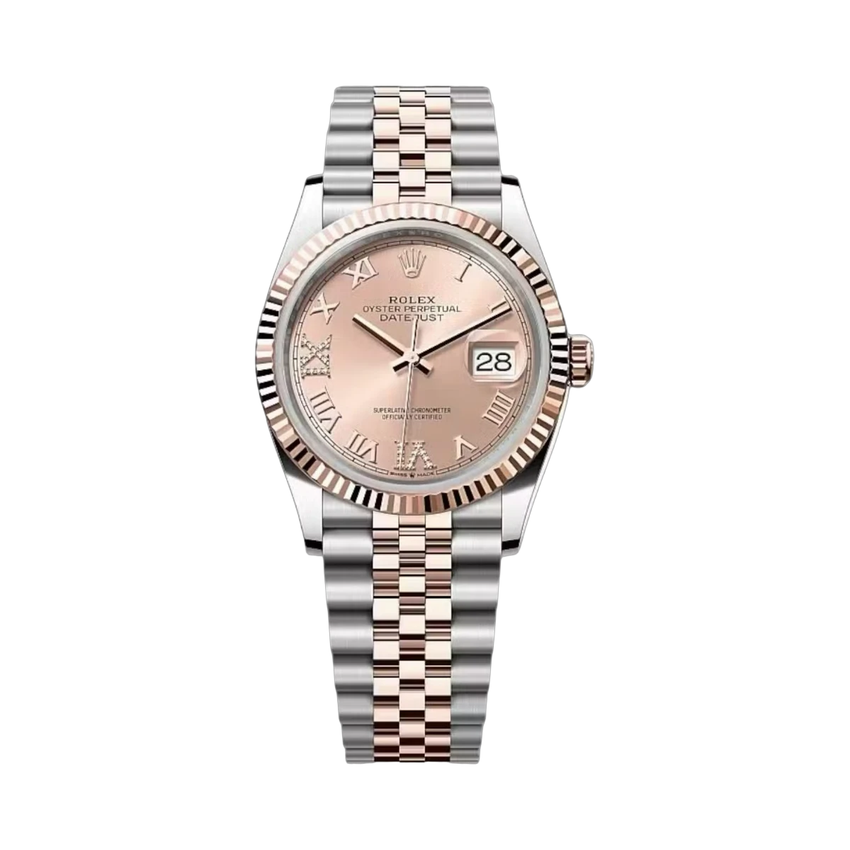 Rolex Datejust 126231 0049 Rose Roman Diamond Dial 36mm Women's Watch