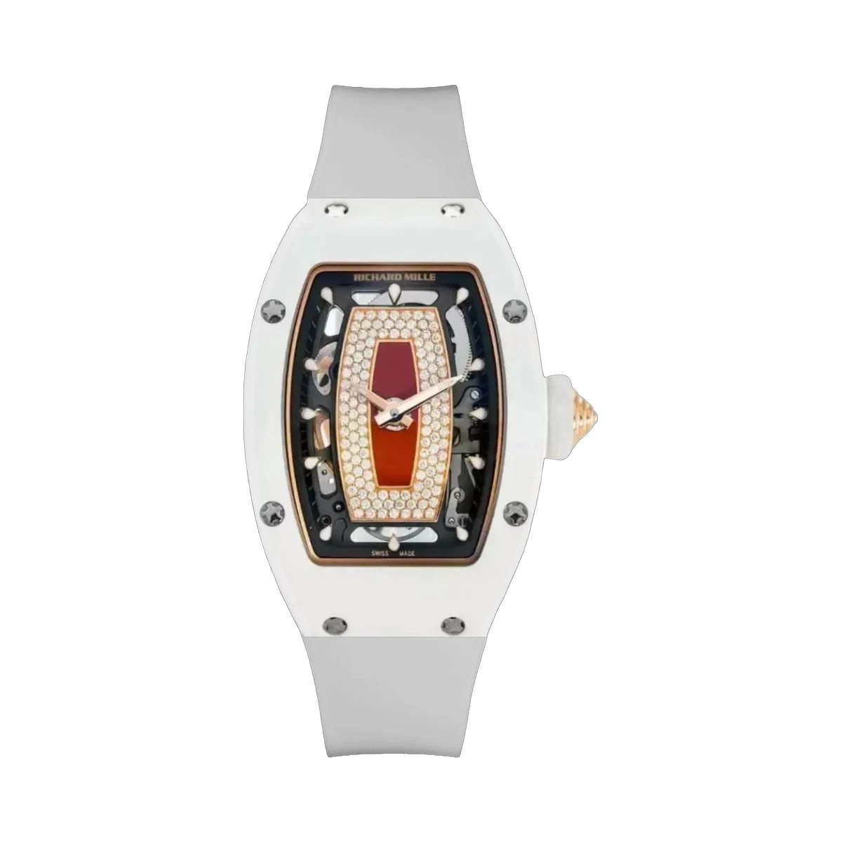 Richard Mille Rm07-01 Rg-Atz Diamond Set White Ceramic Case Red Jasper Dial