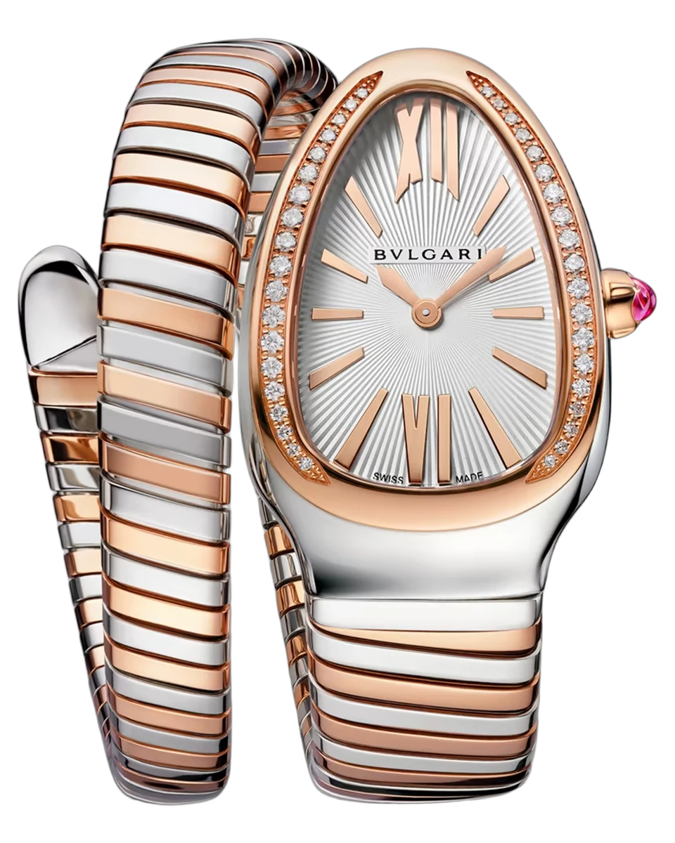 Bvlgari Serpenti Tubogas Diamond Silver 102237 35MM Rose Gold Steel