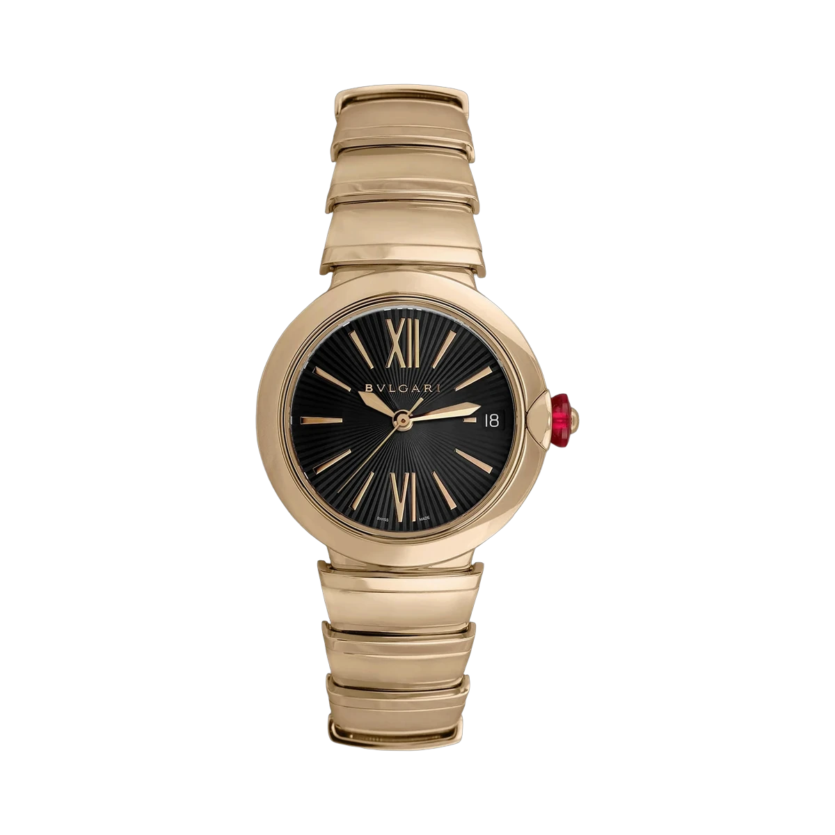 Bvlgari Lvcea Automatic Black Roman Numerals 102190 33MM 18K Rose Gold